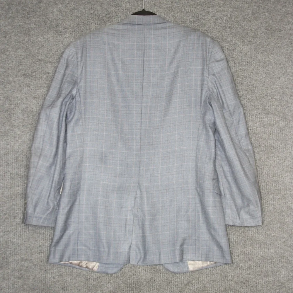 Hart Schaffner Marx Mens‎ Size 42L Blue Plaid Blazer Suit Jacket Made in USA